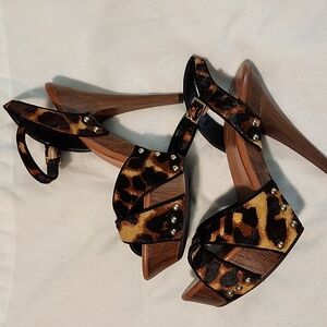 Jessica Simpson Leopard Print Wood Heels Multi sizes